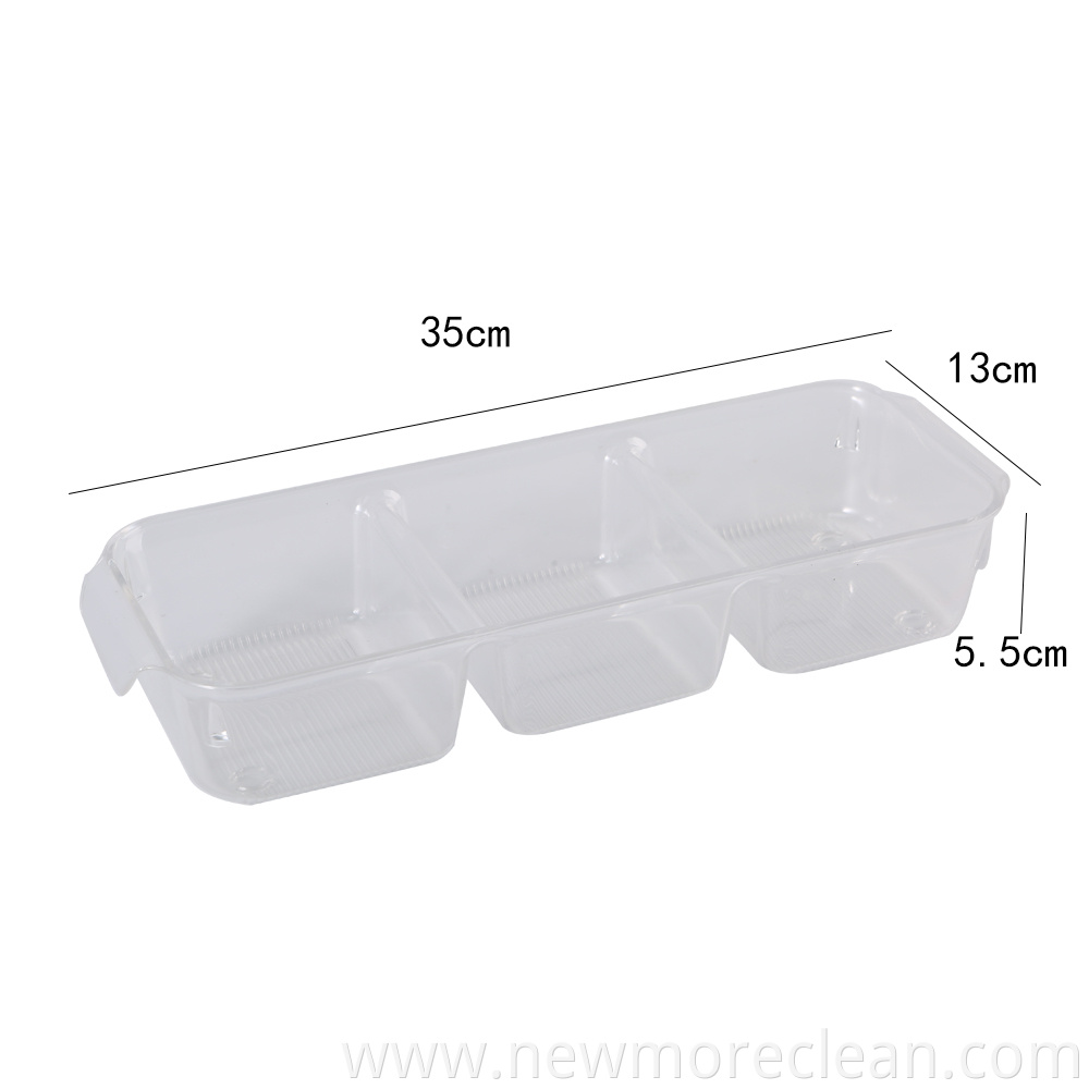 Transparent 3 Compartment Refrigerator Container Drawer Tray